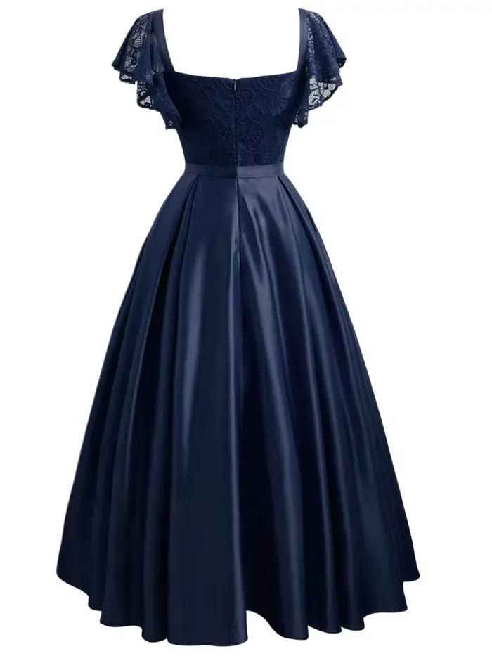 Robe de Soirée Vintage en Dentelle Florale pour Femme