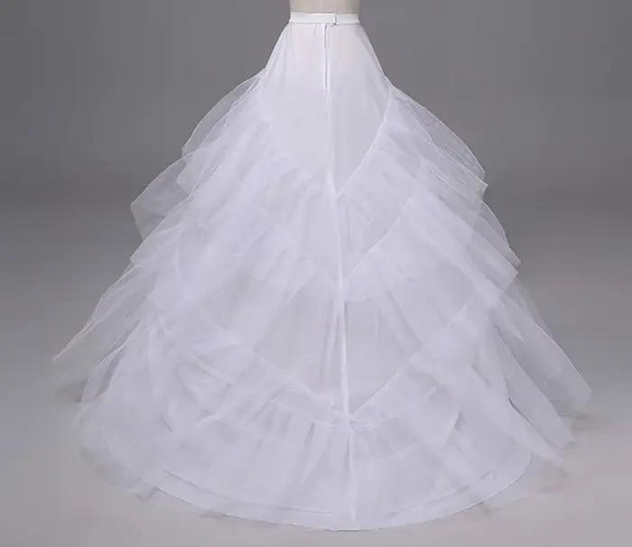 Jupon Long Train blanc noir pour queue robes de soirée de mariage Crinoline 3 cerceaux sous-jupe saiote de noiva