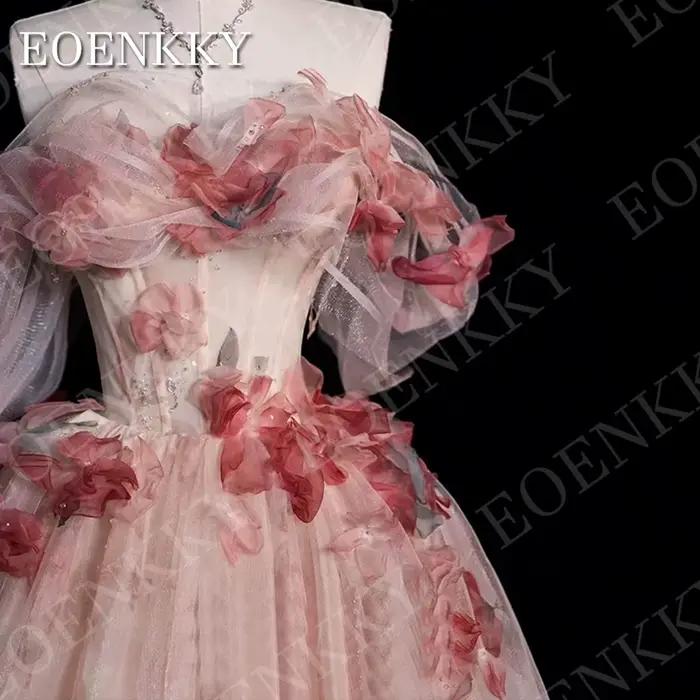 EOENKKY robe de soirée à paillettes style Vintage épaules dénudées fleurs 3D ligne A robes