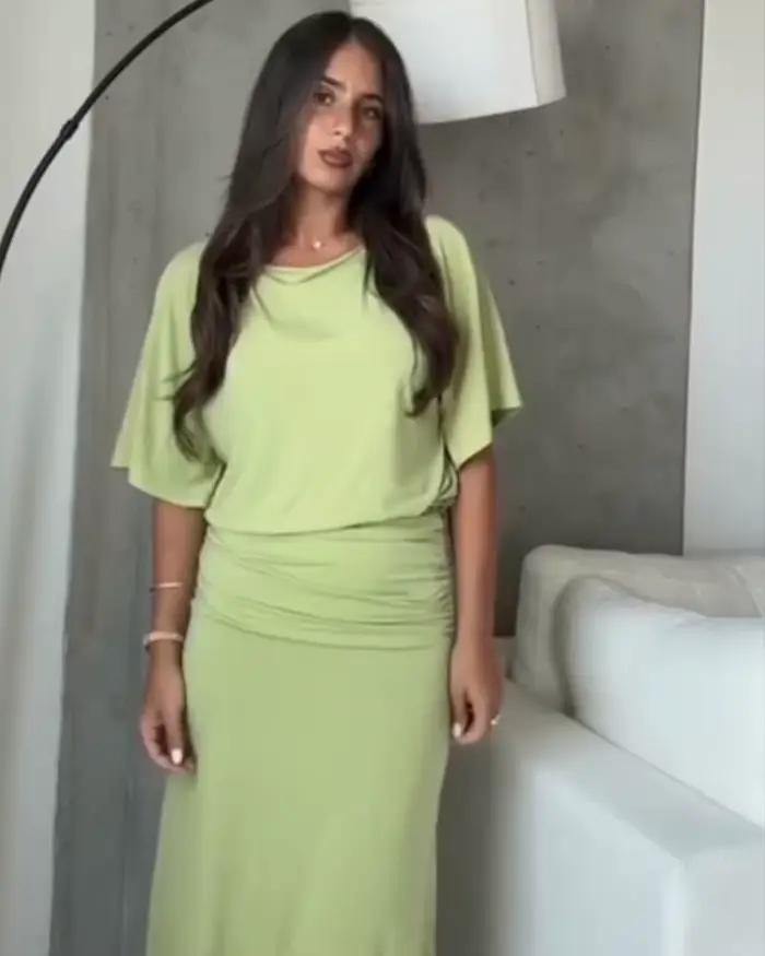 Robe longue plissée douce pour femme