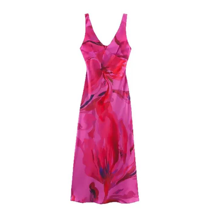 Robe élégante imprimée pour femme avec nœud au dos