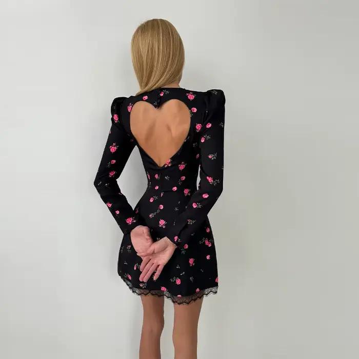 Robe Chic à Imprimé Floral Bicolore