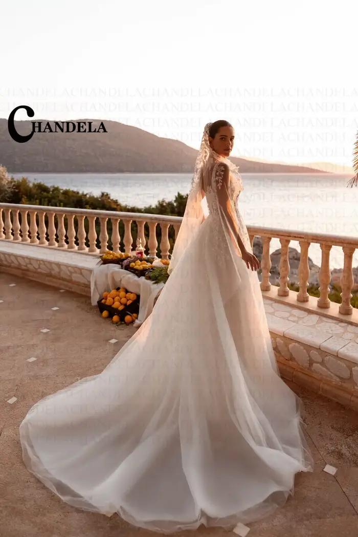 CHANDELA Robe de mariée civile classique avec appliques