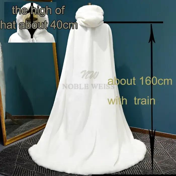 Cape de mariage longue et chaude en fausse fourrure