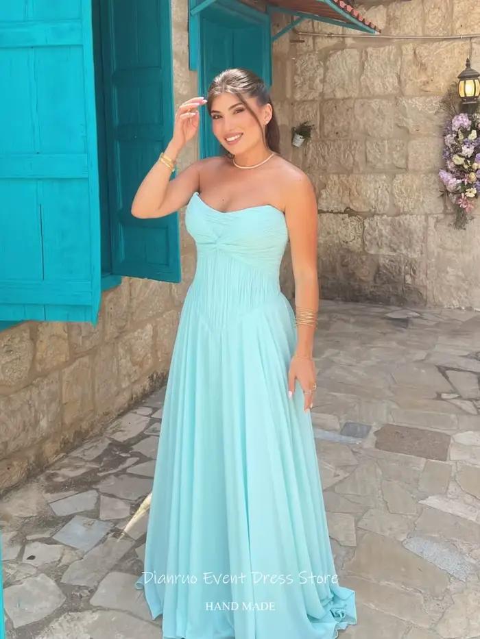 Robe Dianruo Sweetheart en chiffon froissé, coupe trapèze, décolleté Mon Amour, dos noué, soutien-gorge intégré, pour soirées officielles et cérémonies de mariage en plein air