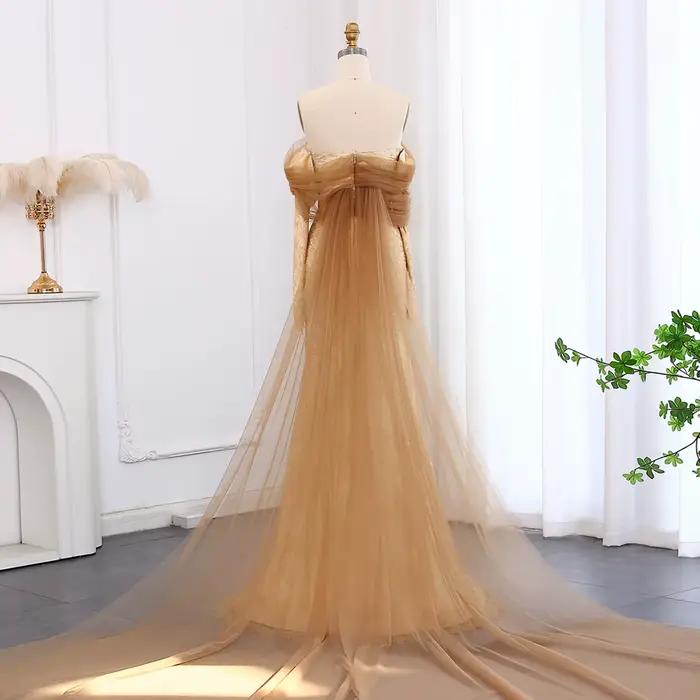 Sharon Said-Robe de Soirée en Dentelle Grise et Verte pour Femme