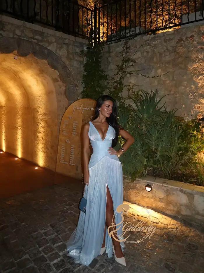Robe de bal en polyester Galarity mousseline plissée sans manches pour soirées formelles et occasions spéciales