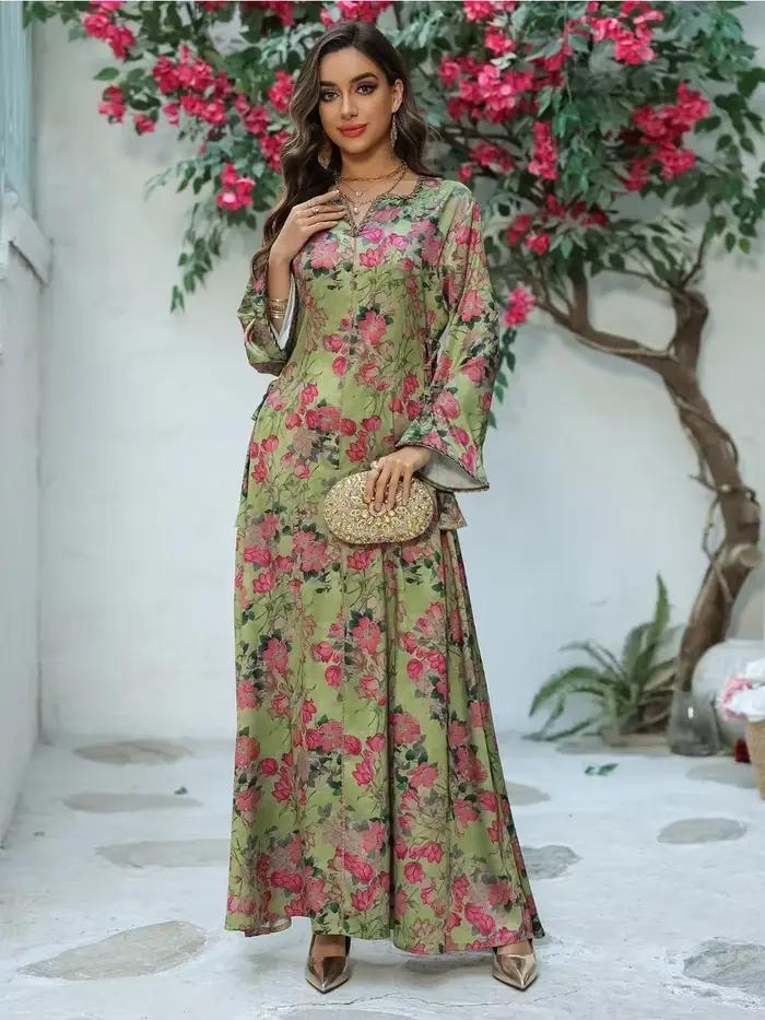 Robe musulmane femmes diamant imprimé Abaya