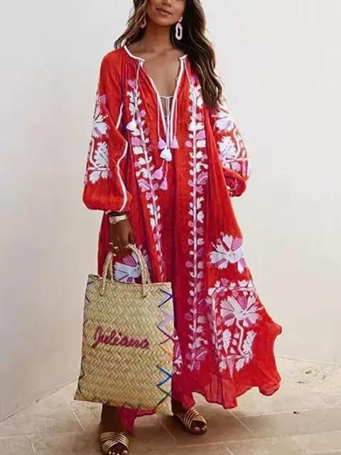 Robe longue imprimée style Boho pour femmes