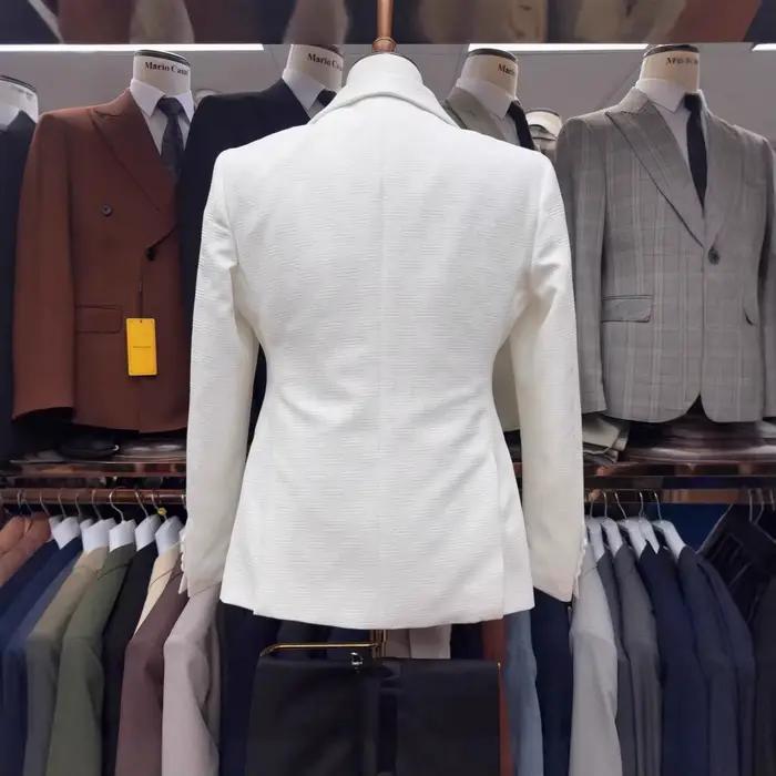 Costume de mariage pour homme 3 pièces, veste à revers châle en jacquard ivoire, gilet et pantalon noir, tenue formelle pour marié, témoin ou soirée de bal
