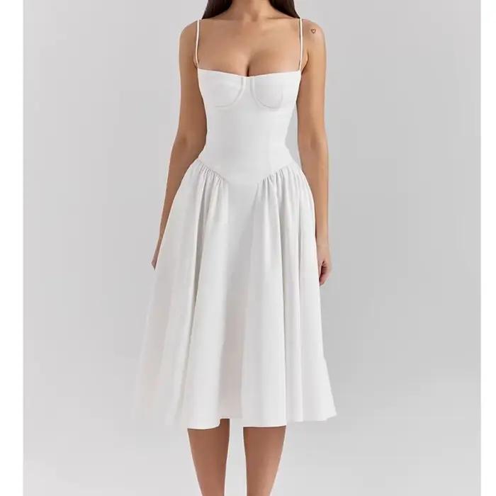 Été Sexy femmes robe bohême longues robes de luxe élégant col en v sans manches Slip fleur plage