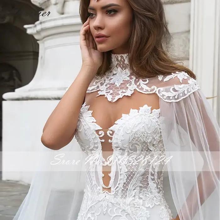 Lhuilier-Robes de mariée sirène en dentelle personnalisées