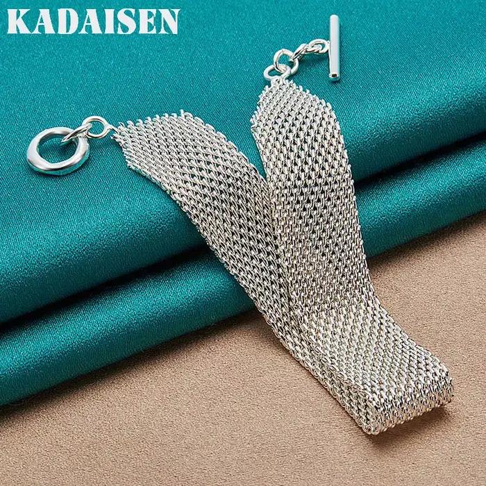 Bracelet en argent sterling 925 tressé pour femme, bijoux de mode pour mariage et fête