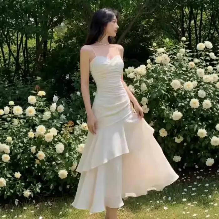 KIDCRKJ Nouvelle Robe Longue Élégante à Volants pour Femme