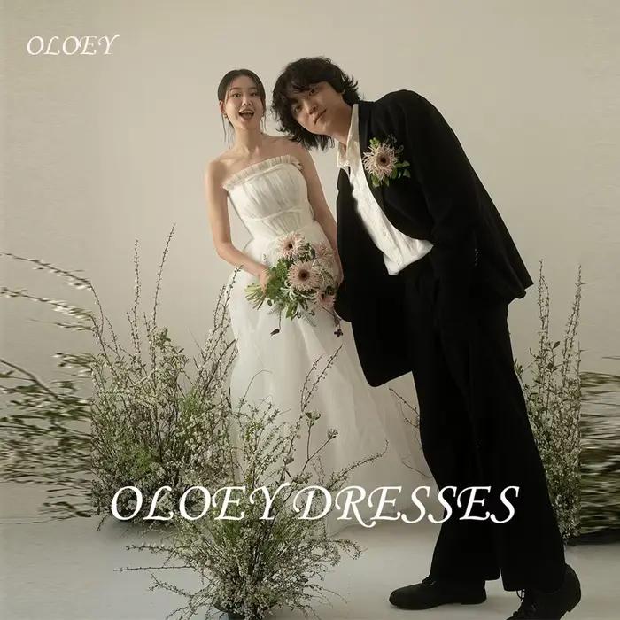 OLOEY Garona Bretelles Tulle Une Ligne Robes De Mariée Corée Séance Photo Longueur De Plancher Fée