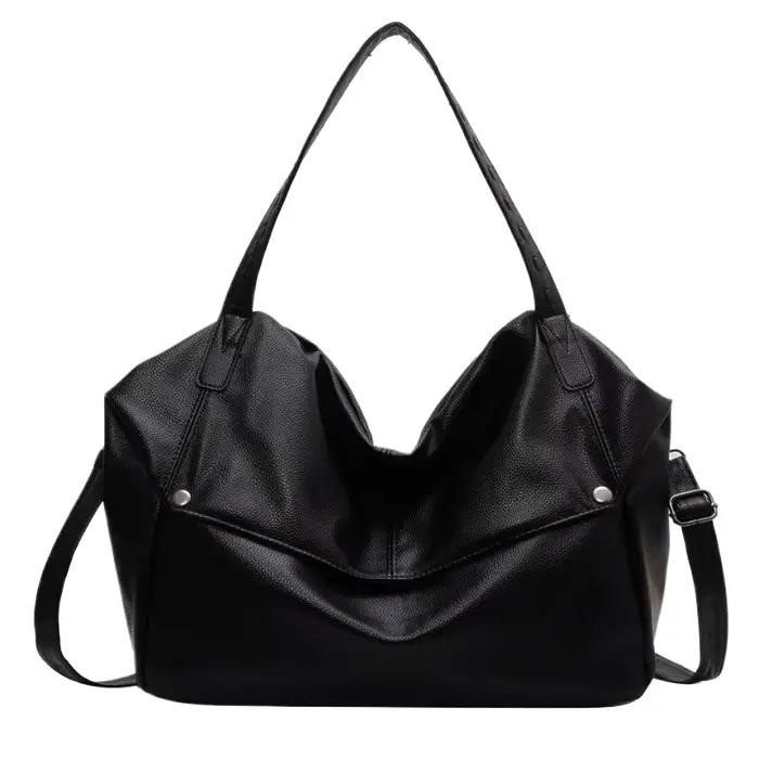 Sac à bandoulière pour femme, sac fourre-tout grande capacité, chic, couleur unie, mode haut de gamme pour le travail, les trajets quotidiens, en cuir PU