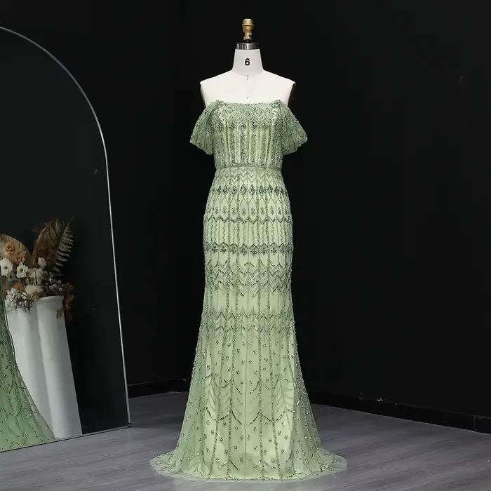 Sharon Said arabe blanc luxe dubaï sirène robe de soirée avec mancherons 2026 pour les femmes robes
