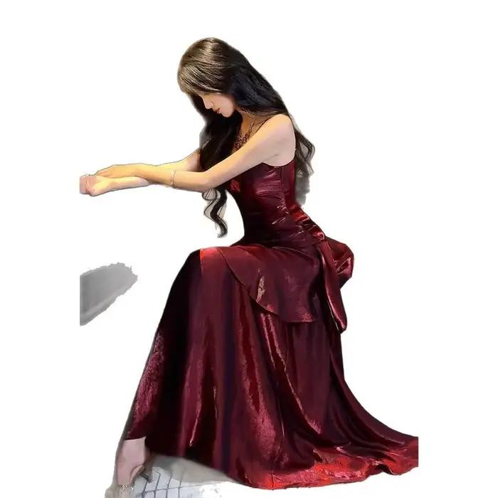KIDCRKJ Nouvelle Robe Longue Élégante à Volants pour Femme