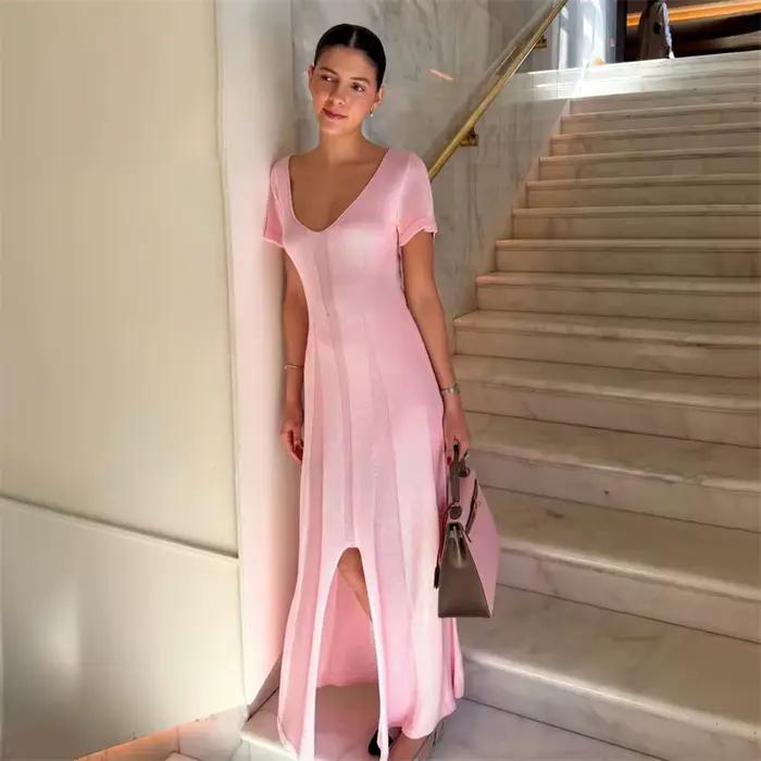Robe longue côtelée Tsiisd pour femme