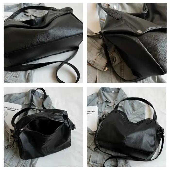 Sac à bandoulière pour femme, sac fourre-tout grande capacité, chic, couleur unie, mode haut de gamme pour le travail, les trajets quotidiens, en cuir PU