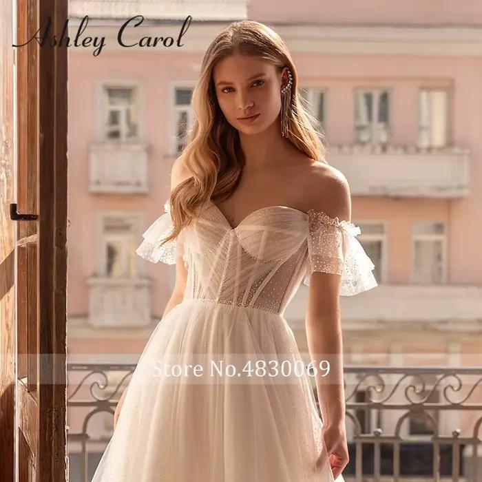 Ashley Carol Boho robes De mariée femmes à pois chérie hors De l'épaule dentelle a-ligne robe