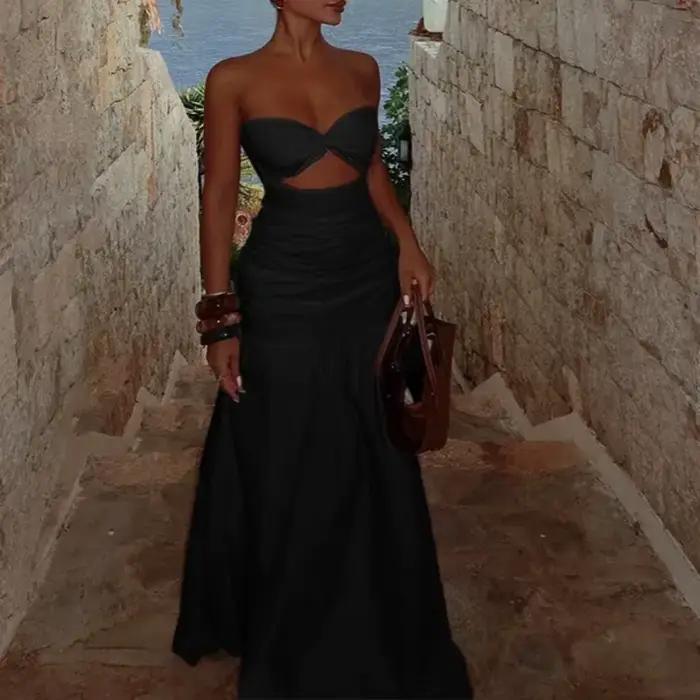 Robe longue sans bretelles pour femmes