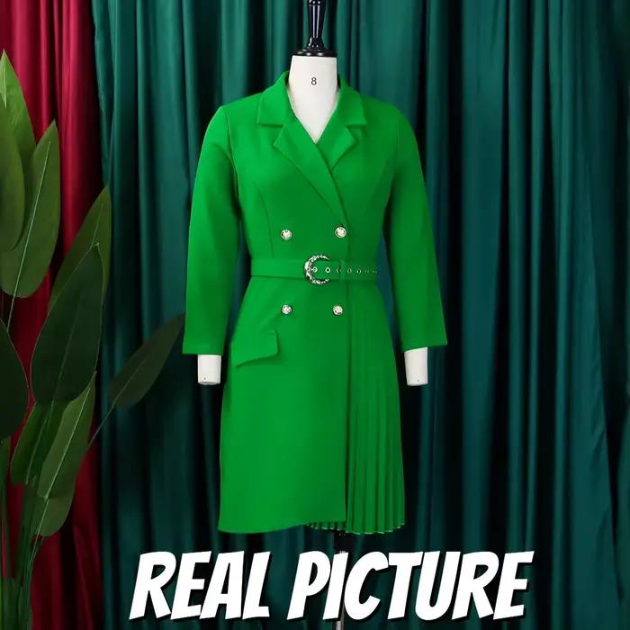 Robe blazer plissée à manches longues pour femmes