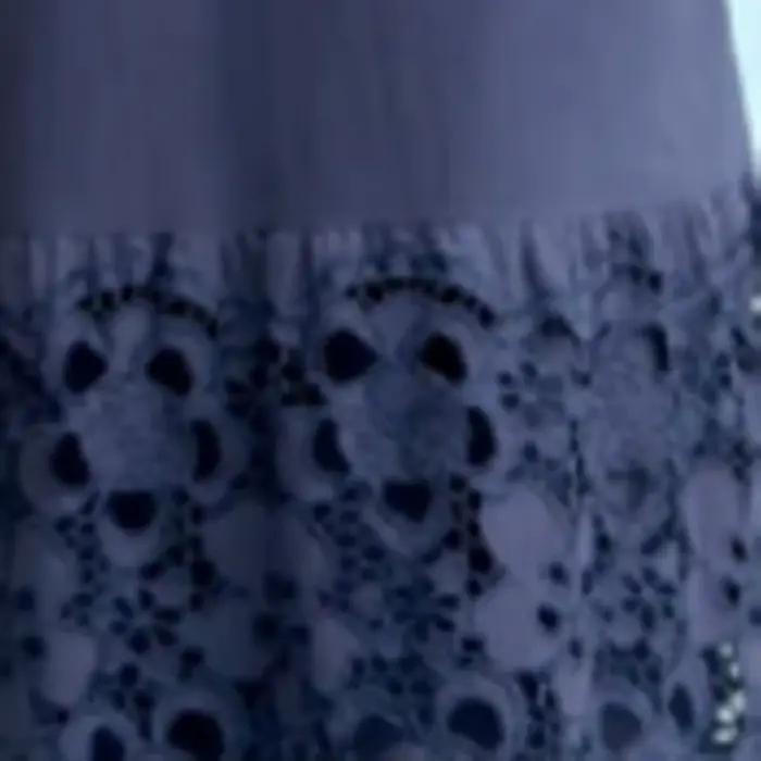 Robe longue femme coupe trapèze Y2K Streetwear à manches courtes dentelle ajourée patchwork élégante ample pour le travail printemps 2026