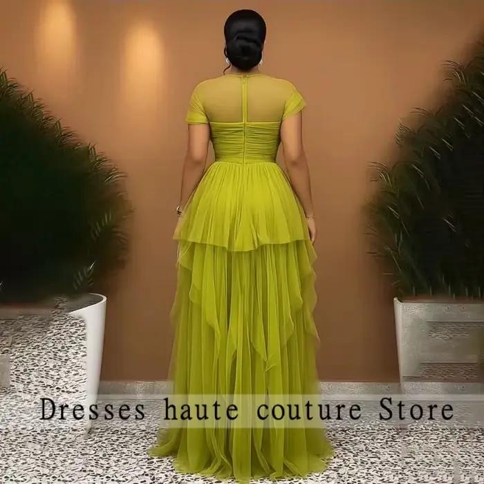 Robes de soirée longues vertes élégantes à manches transparentes