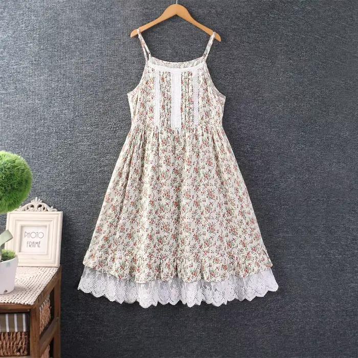 Robe d'été Vintage Mori Girl en dentelle imprimée florale