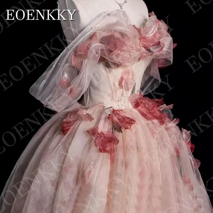 EOENKKY robe de soirée à paillettes style Vintage épaules dénudées fleurs 3D ligne A robes