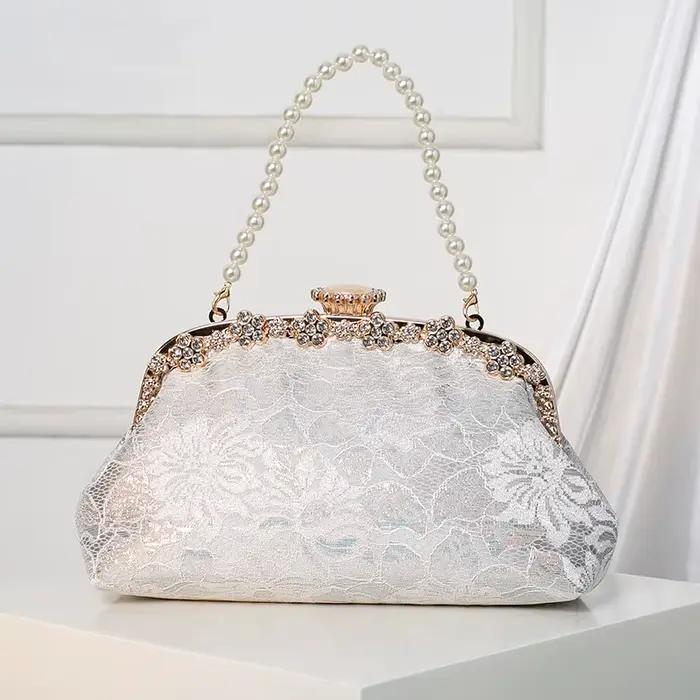 Sac de mariée à main pour banquet de mariage, sacoche à bandoulière avec chaîne de perles