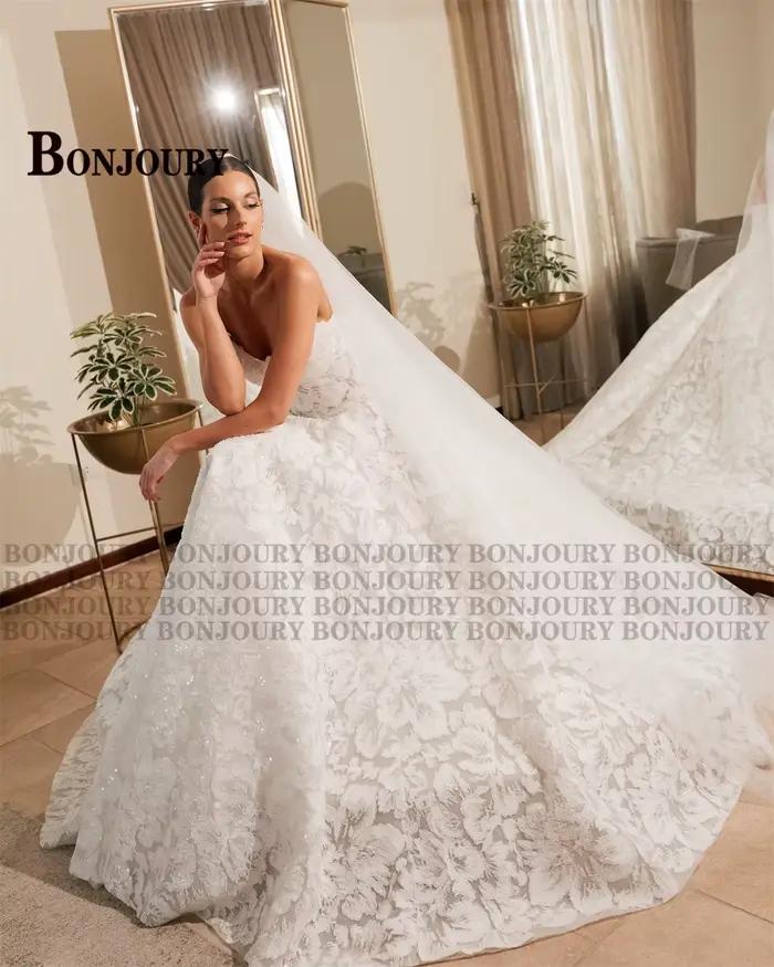 BONJOURY Dapper robes De mariée pour femmes a-ligne sans manches fermeture éclair sans