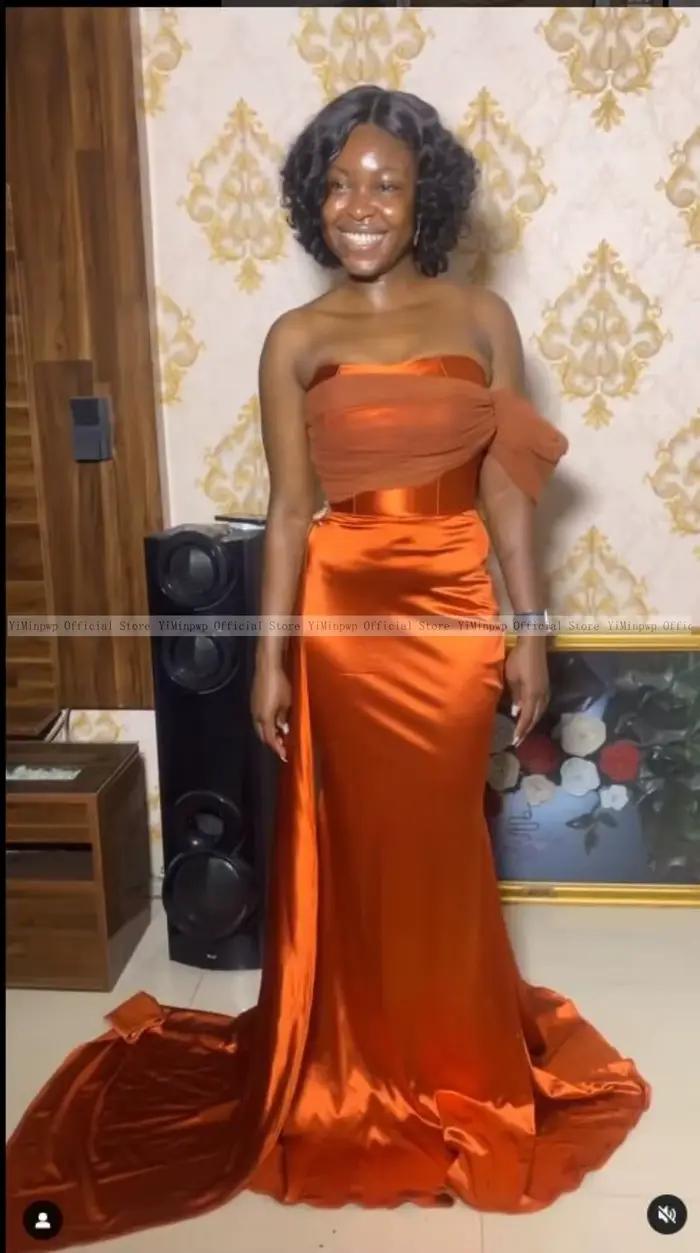 Robe de Demoiselle d'Honneur Sirène Orange Africaine Personnalisée
