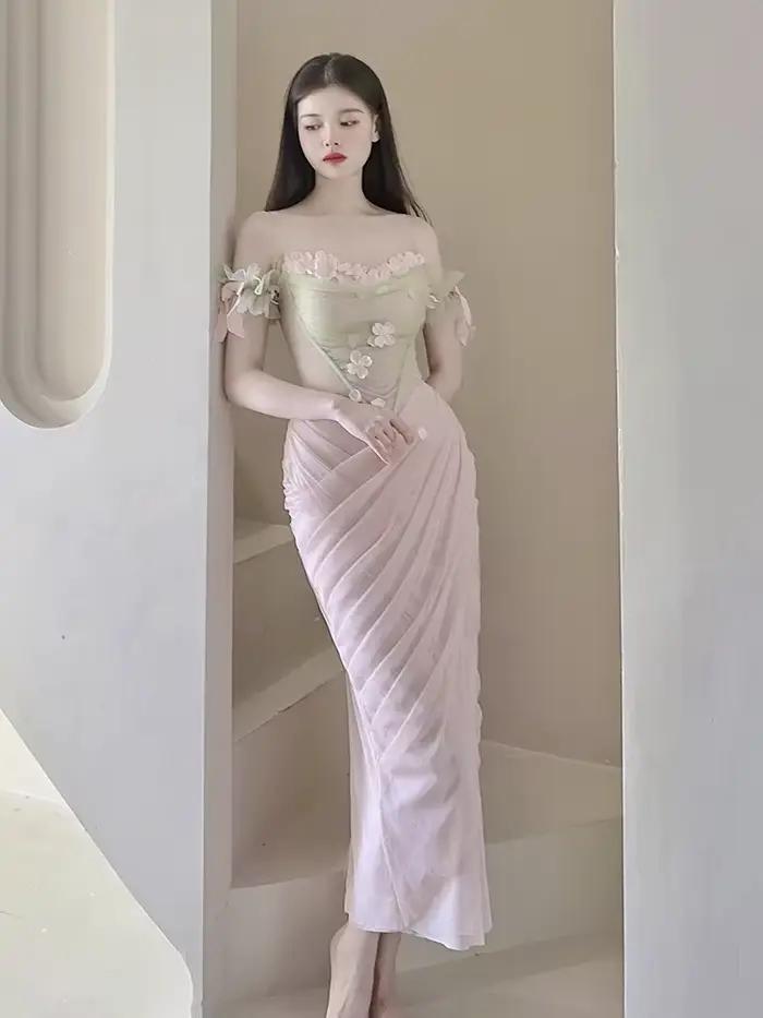 REDDACHiC Robe de soirée pour femme à fleurs 3D