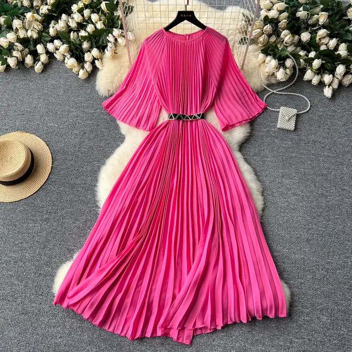 Robe française vintage à manches évasées pour femmes