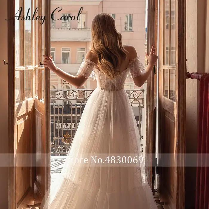 Ashley Carol Boho robes De mariée femmes à pois chérie hors De l'épaule dentelle a-ligne robe