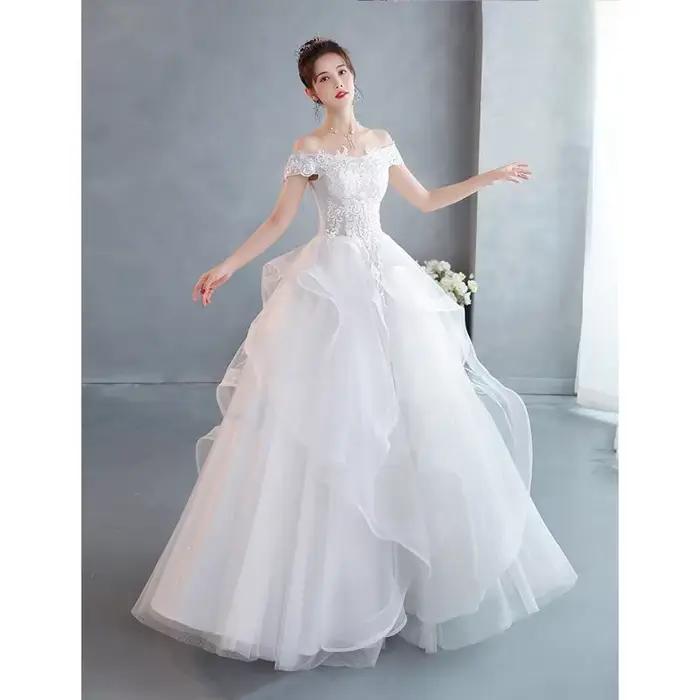 Robe de mariée élégante asymétrique épaule dénudée