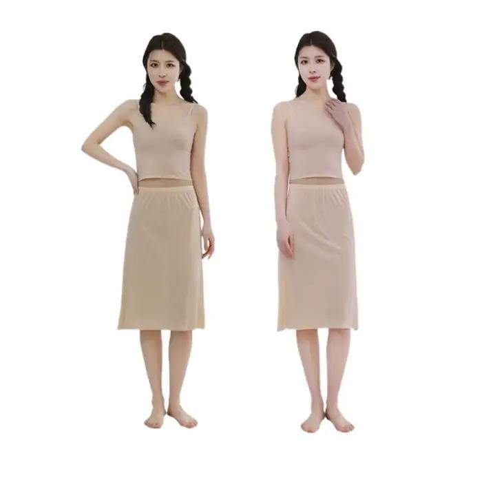 Jupon coloré pour fille, sous-robe de sécurité en soie glacée, longue et mi-longue