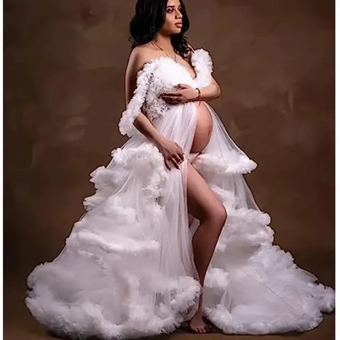 Robe longue en tulle pour femme enceinte