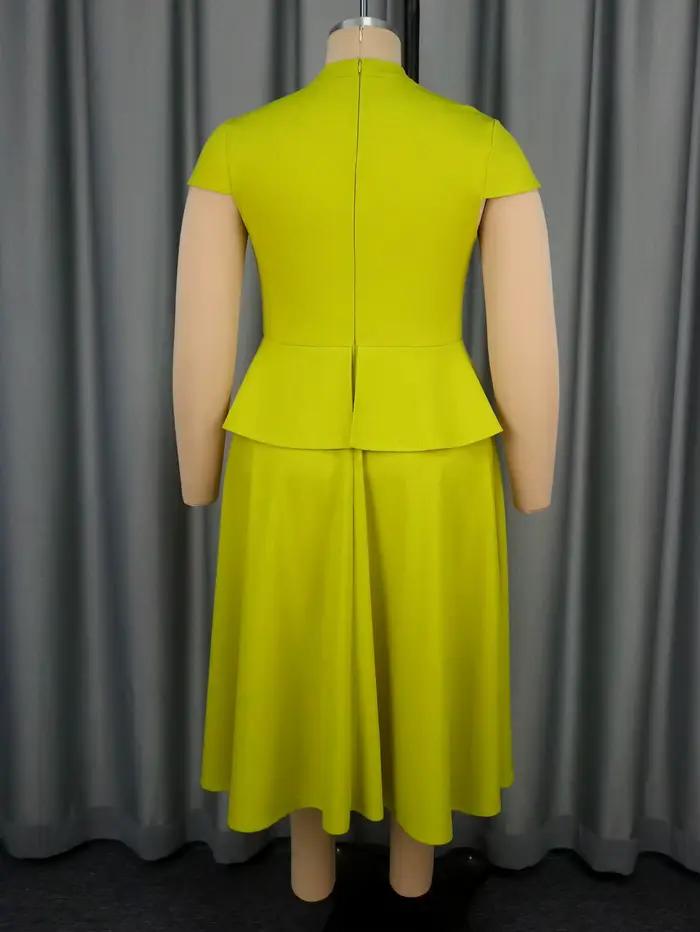 Robes trapèze élégantes pour femmes avec boutons décoratifs et taille péplum, parfaites pour les fêtes de thé à l'église et les événements spéciaux
