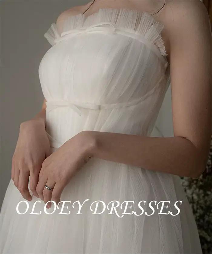 OLOEY Garona Bretelles Tulle Une Ligne Robes De Mariée Corée Séance Photo Longueur De Plancher Fée