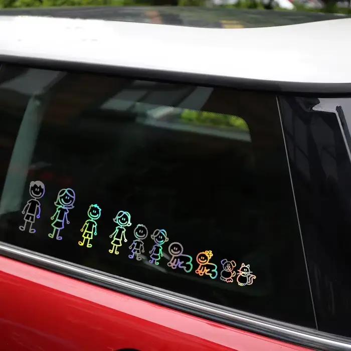 Autocollant vinyle de voiture 38.3x29cm, autocollant de décoration de grande famille en dessin animé, décalcomanies drôles en 3D pour moto
