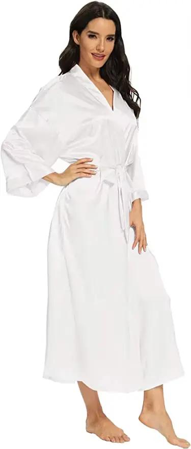 Peignoir femmes Extra longs vêtements de nuit Robes Robe soyeuse charmante