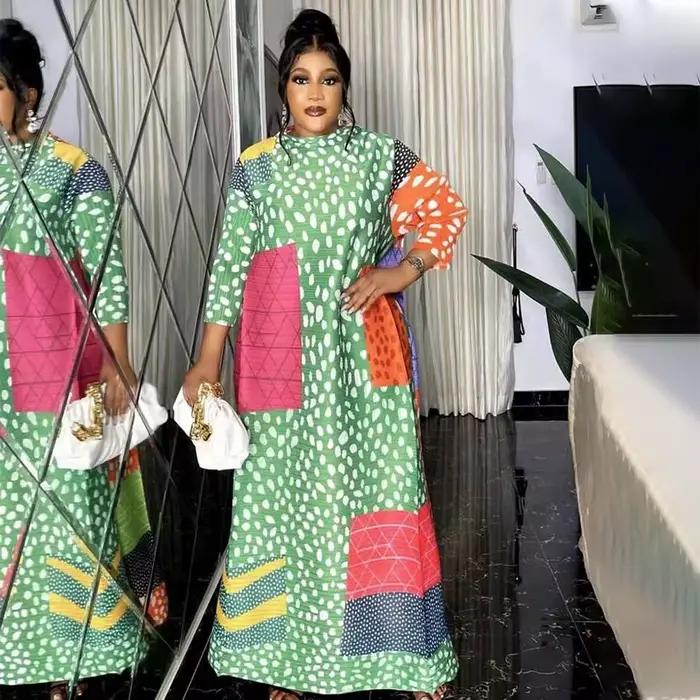 Robe plissée léopard à manches longues et col rond pour femmes