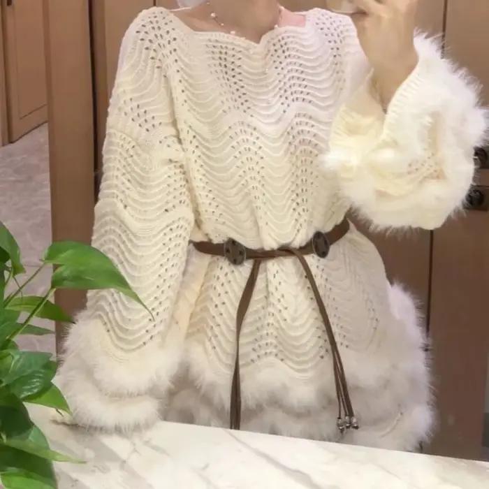 Collection ceinture et taille robe tricotée pour femmes 2025 nouveau Style épissé
