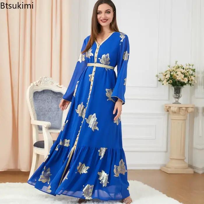 Robe longue en mousseline de soie pour femme