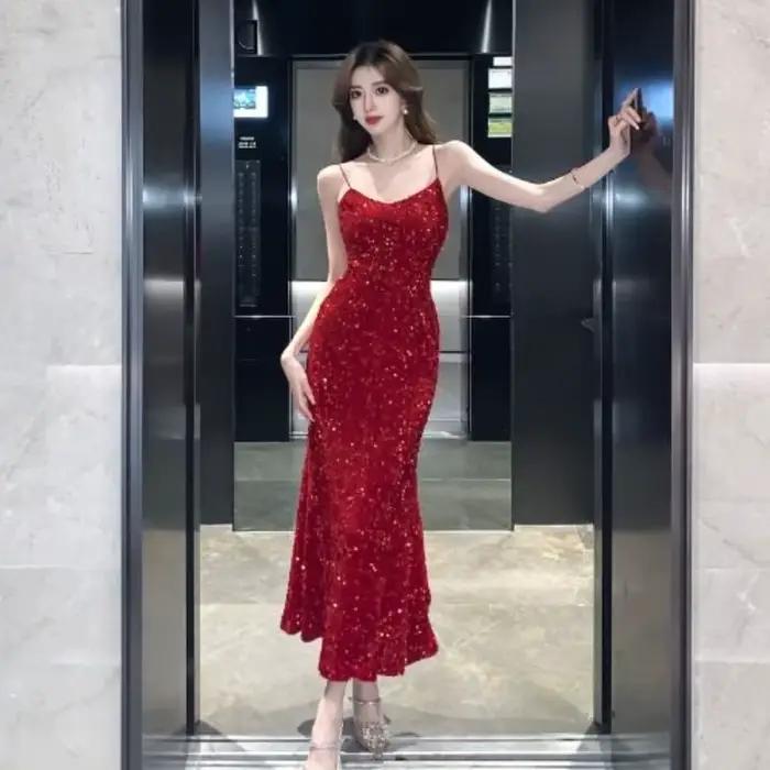 Robe longue à paillettes pour nouvel an