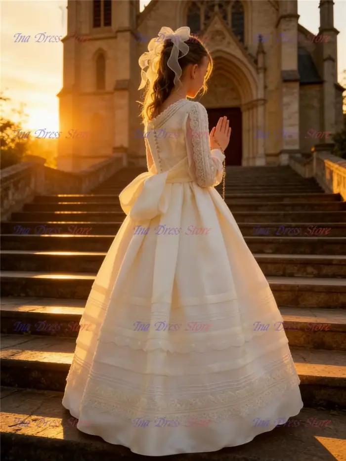 Robe de Princesse en Tulle et Dentelle à Manches sulfpour Fille