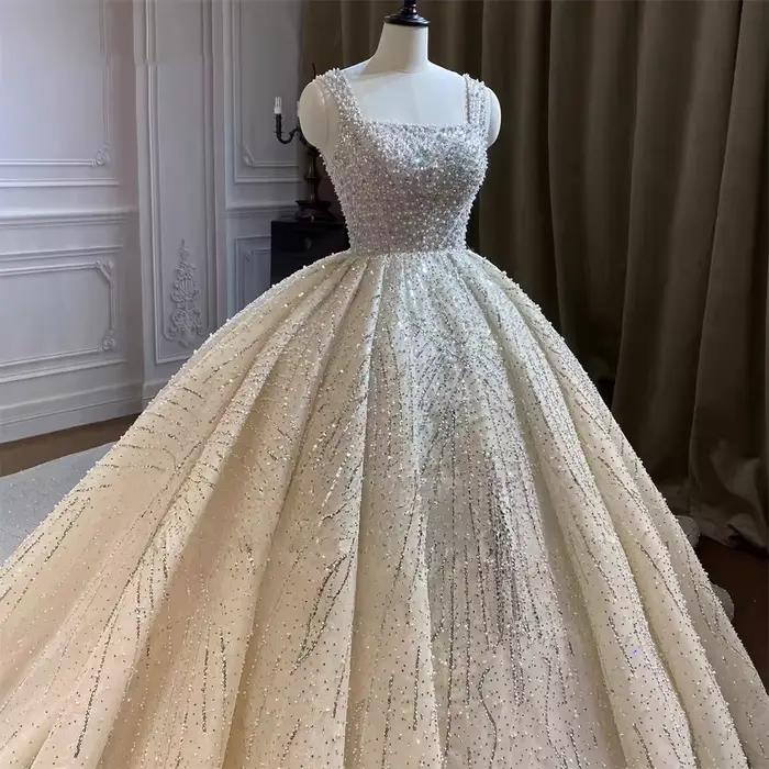 Robes de mariée personnalisées luxueuses à sequins et cristaux scintillants
